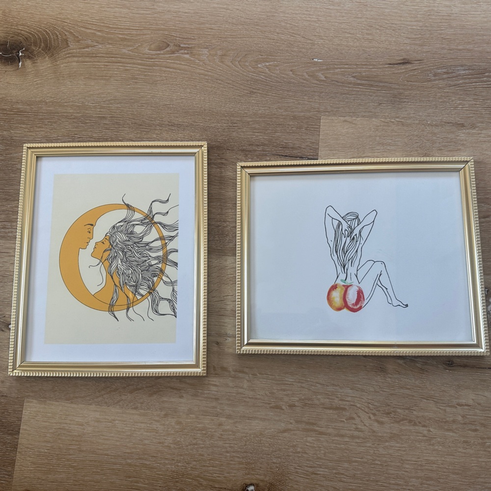 2 8x10 gold framed urban outfitters art prints